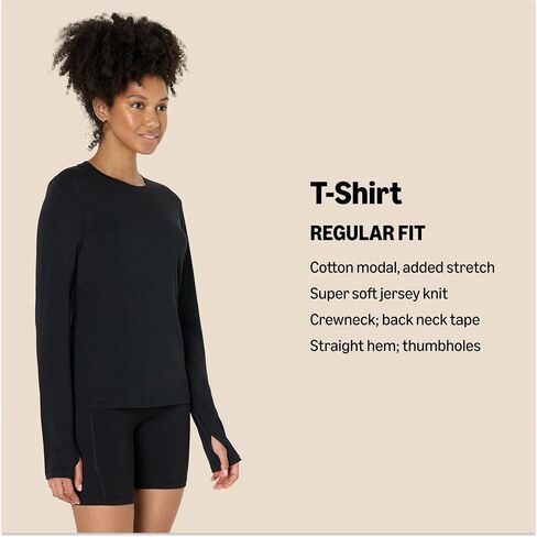 Amazon Essentials Women's Active Soft Cotton Regular Fit Crewneck Long Sleeve Lightweight Yoga Workout T-Shirt in Saudi Arabia