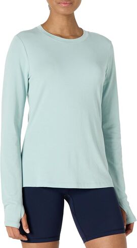Amazon Essentials Women's Active Soft Cotton Regular Fit Crewneck Long Sleeve Lightweight Yoga Workout T-Shirt in Saudi Arabia