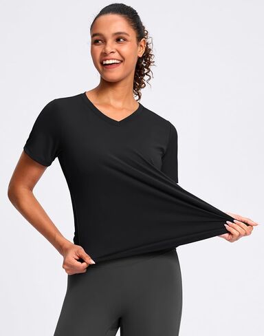 تجريب المرأة قمم V-neck قصيرة الأكمام UPF 50+ Sun Shirt Moisture Wicking Quick Dry Top for Gym ، Running ، Athletic in Saudi Arabia