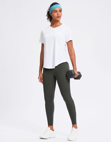 تجريب المرأة قمم V-neck قصيرة الأكمام UPF 50+ Sun Shirt Moisture Wicking Quick Dry Top for Gym ، Running ، Athletic in Kuwait