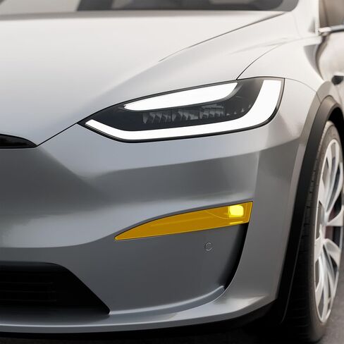 أضواء الضباب الملونة PPF لـ Tesla Model S & Tesla Model X 2021-2025 ، Medium Smoke (50 ٪ VLT) Fair Paint Film Cover Tint Shield ، 8mil Healing Self in Saudi Arabia