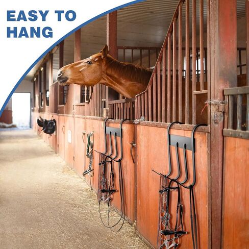 Dunzy 2 Pcs Black Tack Rack with Swivel Hooks, Hanging Bridle Hooks Portable Tack Hangers for Horses, Horse Tack Room Organizer Horse Tack Holder for Stall Room Trailer Accessories (5 Hooks Style) in Saudi Arabia