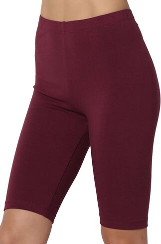TheMogan Women's Basic Stretch Cotton Span High Waist Above Knee Bermuda Short Leggings in Kuwait