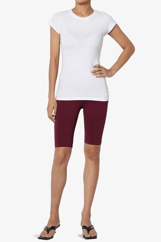 TheMogan Women's Basic Stretch Cotton Span High Waist Above Knee Bermuda Short Leggings in Kuwait