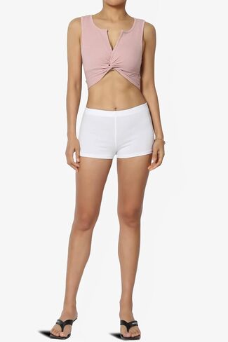 TheMogan Women's Basic Stretch Cotton Span High Waist Above Knee Bermuda Short Leggings in Kuwait