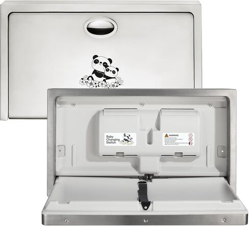 Horizontal Wall Mounted Baby Changing Station, Foldable Diaper Changing Table with Liner Dispenser and Safety Straps for Commercial and Home Use in Saudi Arabia