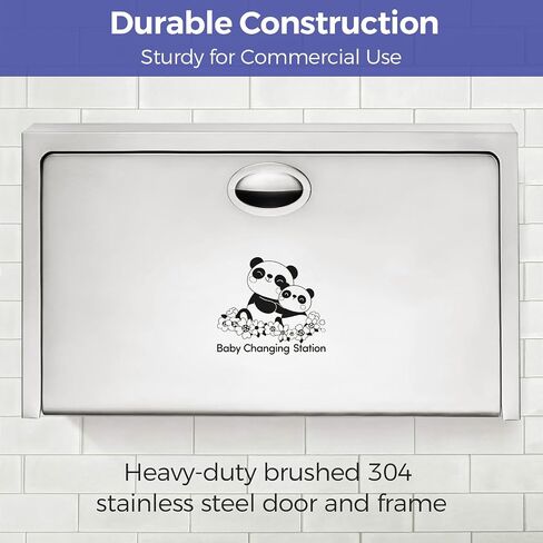 Horizontal Wall Mounted Baby Changing Station, Foldable Diaper Changing Table with Liner Dispenser and Safety Straps for Commercial and Home Use in Saudi Arabia