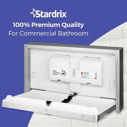 Horizontal Wall Mounted Baby Changing Station, Foldable Diaper Changing Table with Liner Dispenser and Safety Straps for Commercial and Home Use in Saudi Arabia