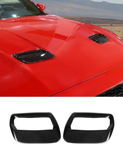 2 PCS Exterior Hood Vent Air Outlet Cover Trim for Ford Mustang Accessories 2018 2019 2020 2021 2022 2023, Carbon Fiber in Saudi Arabia