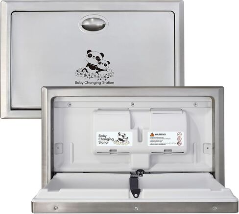 Horizontal Wall Mounted Baby Changing Station, Foldable Diaper Changing Table with Liner Dispenser and Safety Straps for Commercial and Home Use in Saudi Arabia