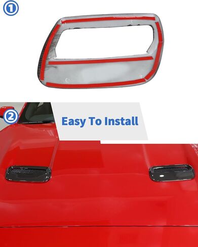 2 PCS Exterior Hood Vent Air Outlet Cover Trim for Ford Mustang Accessories 2018 2019 2020 2021 2022 2023, Carbon Fiber in Saudi Arabia