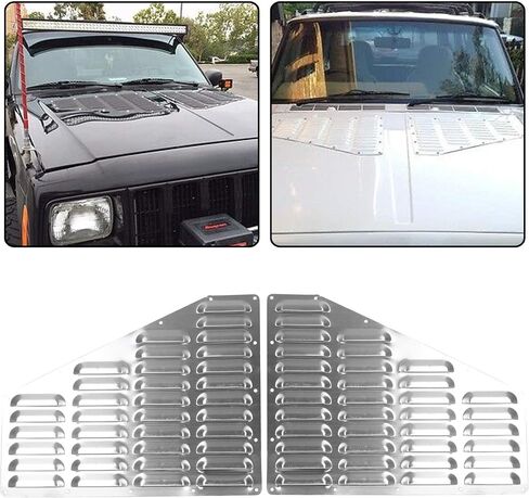 KUAFU Aluminum Louver Hood Cooling Panels Kit Compatible With 1984-2001 Jeep XJ Cherokee Comanche Alloy Vented Pair Hood Louver in Saudi Arabia