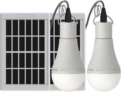 Dusk to Dawn Solar Light Bulbs, 4 Light Modes, 2 Pack Portable Solar Light Bulbs for Indoor Chicken Coop Shed Emergency in Kuwait