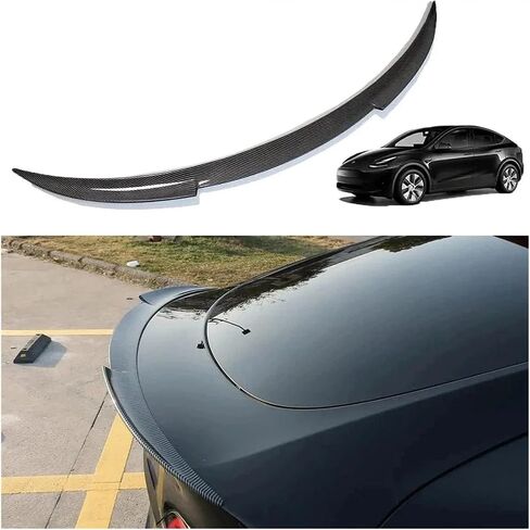 Rear Spoiler Wings Compatible For Tesla Model Y 2020-2024 Rear Trunk ABS Spoiler Lip Tail Wing Trunk Lid Accessories Carbon Fiber(Glossy Black) in Saudi Arabia