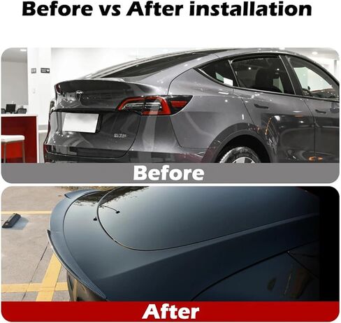 Rear Spoiler Wings Compatible For Tesla Model Y 2020-2024 Rear Trunk ABS Spoiler Lip Tail Wing Trunk Lid Accessories Carbon Fiber(Glossy Black) in Saudi Arabia