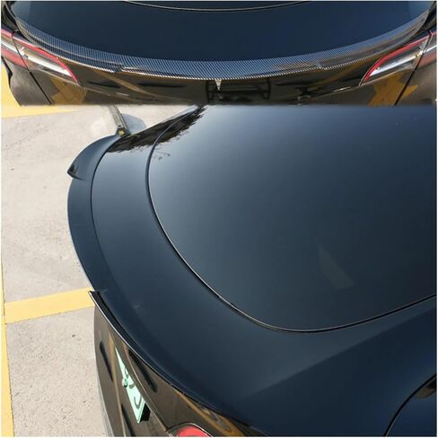 Rear Spoiler Wings Compatible For Tesla Model Y 2020-2024 Rear Trunk ABS Spoiler Lip Tail Wing Trunk Lid Accessories Carbon Fiber(Glossy Black) in Saudi Arabia