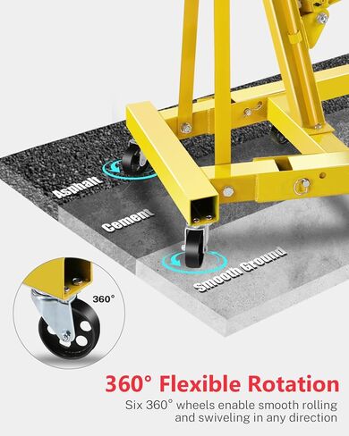 2-Ton Hydraulic Shop Crane Folding Engine Hoist with Lever, 4400Lbs Capacity w/6 Steel Casters - Heavy-Duty Portable Car Lift for Truck Engines, Boat Motors, Farm Equipment (Net Wt. 168 lbs) in Kuwait