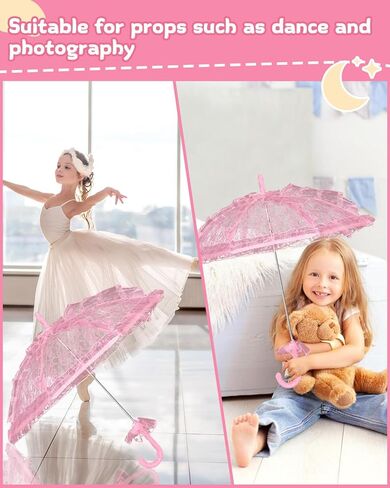 المظلة ذات الدانتيل الأبيض المصغرة مع قفازات زهرية للفتيات الذين تتراوح أعمارهم بين 5-12 من مظلة الزفاف القديمة للفتيات الزهور ، المظلة الدانتيل الزفاف للأطفال لحفل الشاي ودائم الصور in Kuwait