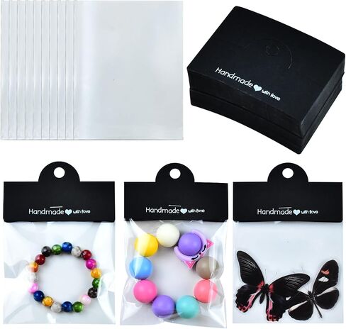 100Pcs Jewelry Display Packaging Card Head with with 100 Pcs Clear Bags for Small Business for Jewelry Bracelets Key Chains Earring Holder Display for Selling Jewelry Packaging Supplies in Saudi Arabia