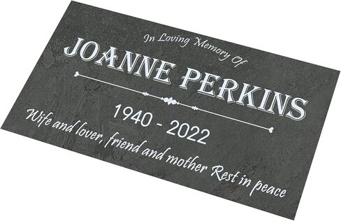 Custom Memorial Gray Slate Stone, Personalized 12x6 inch, 12x12 inch, 18x12 inch. 24x12 inch Memorial Stone, Memorial Grave Marker Headstone, Headstone, Condolences Garden Marker, Memorial Stone You Can Customize (Design 2, 12x6x0.4 inch) in Kuwait