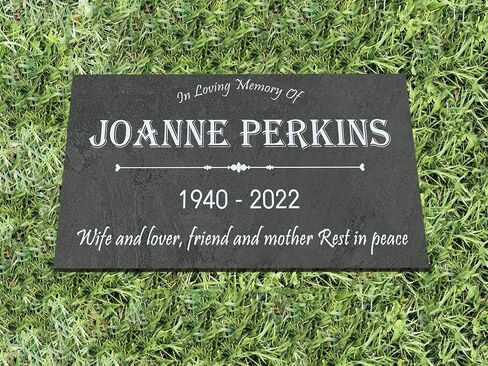 Custom Memorial Gray Slate Stone, Personalized 12x6 inch, 12x12 inch, 18x12 inch. 24x12 inch Memorial Stone, Memorial Grave Marker Headstone, Headstone, Condolences Garden Marker, Memorial Stone You Can Customize (Design 2, 12x6x0.4 inch) in Kuwait
