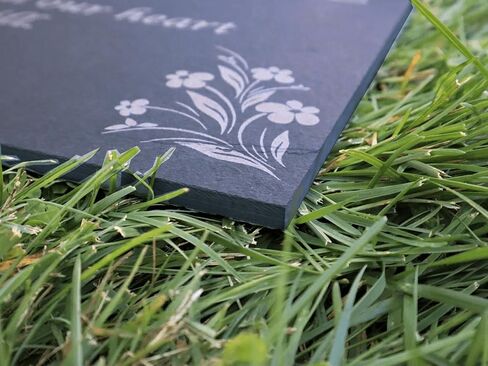 Custom Memorial Gray Slate Stone, Personalized 12x6 inch, 12x12 inch, 18x12 inch. 24x12 inch Memorial Stone, Memorial Grave Marker Headstone, Headstone, Condolences Garden Marker, Memorial Stone You Can Customize (Design 2, 12x6x0.4 inch) in Kuwait