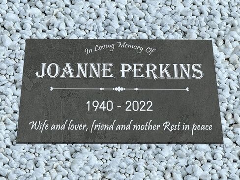 Custom Memorial Gray Slate Stone, Personalized 12x6 inch, 12x12 inch, 18x12 inch. 24x12 inch Memorial Stone, Memorial Grave Marker Headstone, Headstone, Condolences Garden Marker, Memorial Stone You Can Customize (Design 2, 12x6x0.4 inch) in Kuwait
