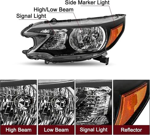 JSBOYAT Headlight Assembly Replacement for 2012 2013 2014 Honda CR-V OE Style Headlamp Halogen Head Light Lamp Front Light, Left Driver & Right Passenger Side in Saudi Arabia