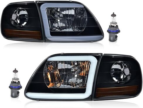 PIT66 Headlight Assembly Fit for Ford F150 1998 1999 2000 2001 2002 2003/04 F150 Heritage/97-02 Expedition/98-99 F250 (FOR 1997 Built After 7/96) Halogen Headlamps Clear Lens in Saudi Arabia
