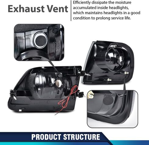 PIT66 Headlight Assembly Fit for Ford F150 1998 1999 2000 2001 2002 2003/04 F150 Heritage/97-02 Expedition/98-99 F250 (FOR 1997 Built After 7/96) Halogen Headlamps Clear Lens in Saudi Arabia
