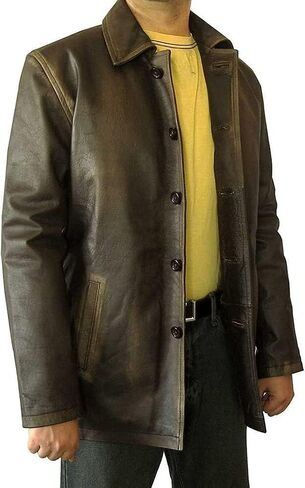 Hide & Seaking Men's Menuine Leather Trench Blazer - Attage Classic Hunter Style مستوحى من مسلسل تلفزيون الحركة الخارقة in Kuwait