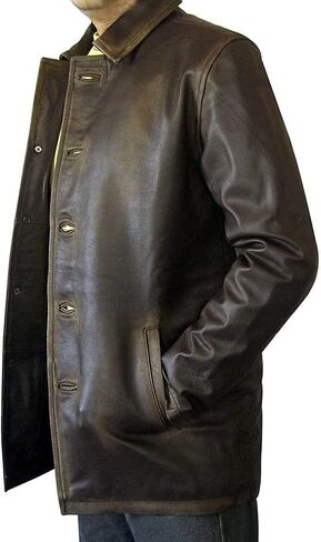 Hide & Seaking Men's Menuine Leather Trench Blazer - Attage Classic Hunter Style مستوحى من مسلسل تلفزيون الحركة الخارقة in Kuwait