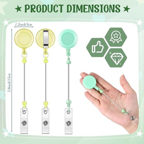 50 Pcs Beadable Badge Reel Retractable Clips Holder for Beads Bulk Blank Bar ID Name Badge Reels with Belt Clip Beadable Items Jewelry DIY Gift for Nurse Teacher Office Supplies in Saudi Arabia