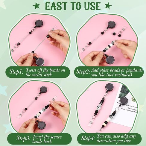 50 Pcs Beadable Badge Reel Retractable Clips Holder for Beads Bulk Blank Bar ID Name Badge Reels with Belt Clip Beadable Items Jewelry DIY Gift for Nurse Teacher Office Supplies in Saudi Arabia