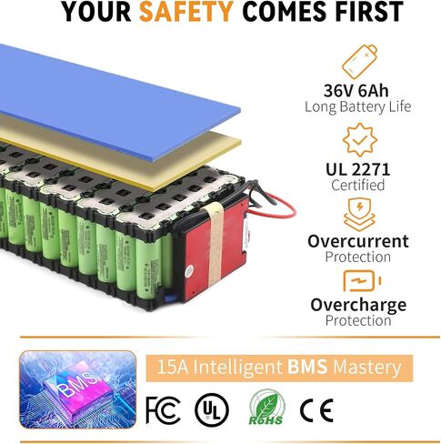Ebike Battery - 36V 6Ah Built-in ebike Battery, 216Wh Electric Bike for 200W 250W Motor Electric Bike Bicycles in Saudi Arabia