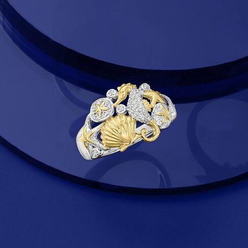 روس سايمونز 0.10 CT. T.W. خاتم حياة البحر الماسي في الفضة الاسترليني 2 نغمة in Saudi Arabia