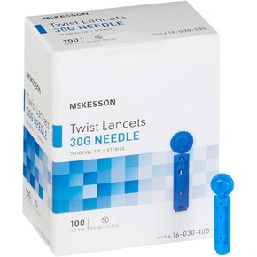 McKesson Twist Lancets - إبرة 30 جرام ، مثالية لاختبار الدم ، lancets الأزرق لاختبار Surgar للدم ، 100 عدد ، 50 حزمة ، 5000 المجموع in Kuwait