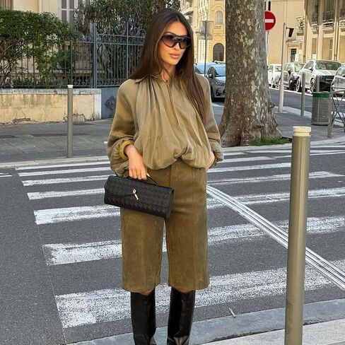 FindThy Women’s Puffed Bomber Jacket Trendy Lapel Collar Long Batwing Sleeve Front Zip Oversized Shirts in Saudi Arabia