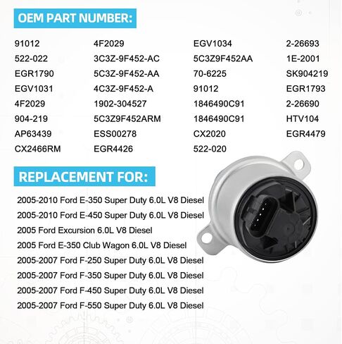 EGV1034 5C3Z9F452AA EGR EGR GAS GAS RENIRCURING VALVE V8 6.0L FOR FORD F350 F350 F450 Super Duty 2005-2007 ، E-350 E-450 Super Duty 2005-2010 ، SPOCUSION 2005 EGV1031 CX246RM in Saudi Arabia