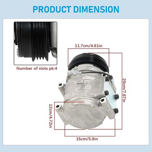A/C Compressor with Clutch Replacement for Toyota T100 2.7L 1994-1998 Tacoma 1995-2004 2.4L 2.7L 1521040 638810 in Saudi Arabia