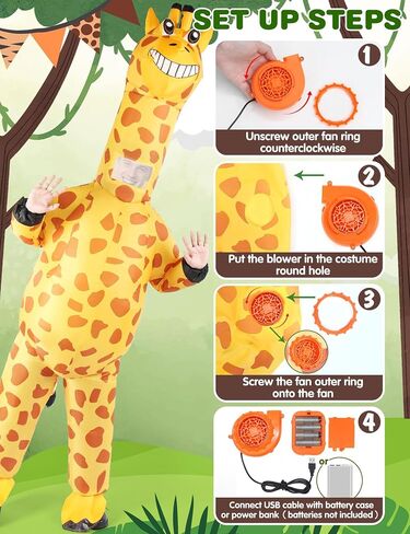 Halloween Giraffe Inflatable Costume Adult Blow up Fancy Dress Costumes Full Body Animal Suit for Cosplay Party in Saudi Arabia