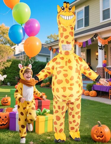 Halloween Giraffe Inflatable Costume Adult Blow up Fancy Dress Costumes Full Body Animal Suit for Cosplay Party in Saudi Arabia