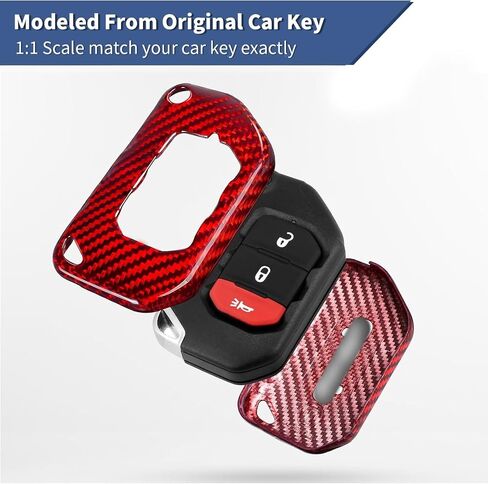 Real Carbon Fiber Key Fob Cover for Jeep, Key Fob Protector Fits for Jeep Wrangler JL JLU Rubicon Sahara JLU Gladiator JT Remote Control Key Accessories 2018-2024 (Black) in Kuwait