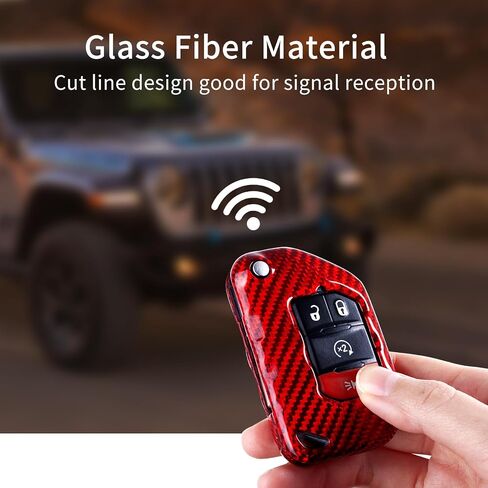 Real Carbon Fiber Key Fob Cover for Jeep, Key Fob Protector Fits for Jeep Wrangler JL JLU Rubicon Sahara JLU Gladiator JT Remote Control Key Accessories 2018-2024 (Black) in Kuwait
