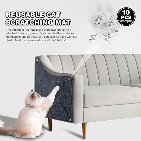 78.7"x15.8" Cat Scratching Mat - Trimmable Self Adhesive DIY Climbing Cat Scratcher Pad Replacement for Cat Tree Shelves and Post Cat Scratch Furniture Protector#02 in Kuwait