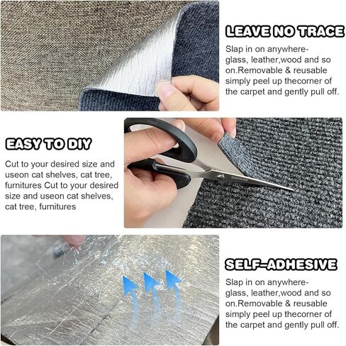 78.7"x15.8" Cat Scratching Mat - Trimmable Self Adhesive DIY Climbing Cat Scratcher Pad Replacement for Cat Tree Shelves and Post Cat Scratch Furniture Protector#02 in Kuwait