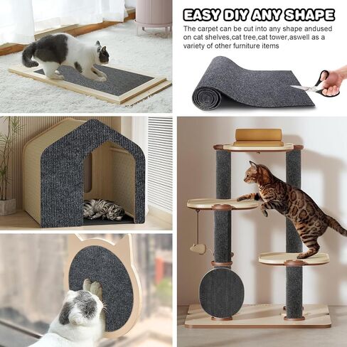 78.7"x15.8" Cat Scratching Mat - Trimmable Self Adhesive DIY Climbing Cat Scratcher Pad Replacement for Cat Tree Shelves and Post Cat Scratch Furniture Protector#02 in Kuwait