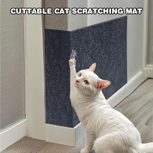 78.7"x15.8" Cat Scratching Mat - Trimmable Self Adhesive DIY Climbing Cat Scratcher Pad Replacement for Cat Tree Shelves and Post Cat Scratch Furniture Protector#02 in Kuwait