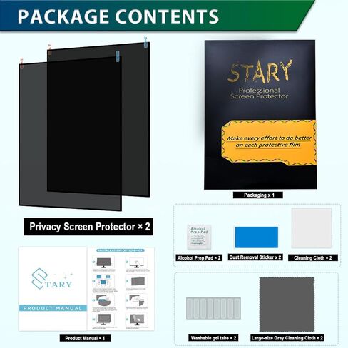 STARY 2 Packs Laptop Privacy Screen Protector - Compatible with 15.6 Inch 16:9 DELL/HP/Samsung/Asus/Toshiba - Removable Anti-Glare & Blue Light Laptop Privacy Screen Shield in Kuwait