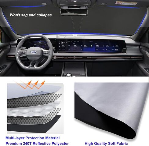 مظلة الشمس للزجاج الأمامي لسيارة Mazda CX5 2017-2024 واقي حاجب الشمس للنافذة Mazda CX-5 Sport، Touring، Grand Touring، 4 ملحقات متقاطعة للأبواب، كتل شمسية قابلة للطي، الأشعة فوق البنفسجية تحافظ على برودة سيارتك in Kuwait